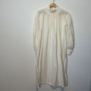 Little Tienda White Ruffle Mock Neck Long Sleeve Midi Dress Women's Size Small